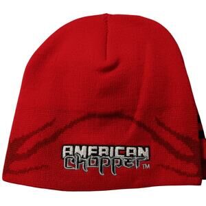 American Chopper Licensed Beanie Knit Cap Red Embroidered Logo OSFA Adult